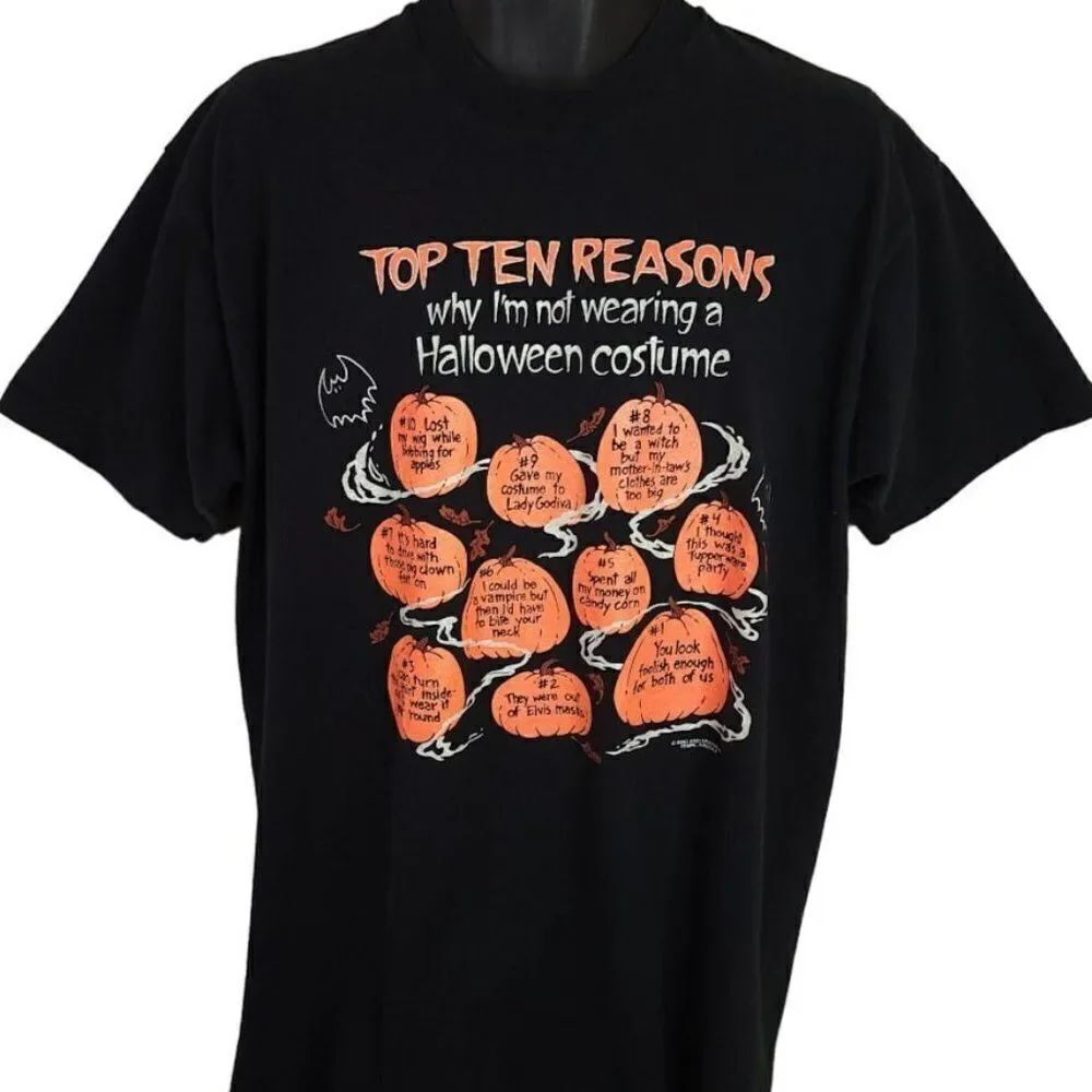 Halloween Costume T Shirt Vintage 90s Glow In The Dark Pumpkins Made In USA Mens